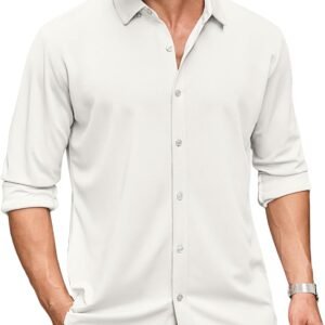 Men's Long Sleeve Dress Shirt Casual Button Down Shirts Wrinkle Free Untucked Shirt