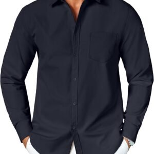 Men's Button Down Long Sleeve Shirt Casual Untucked Dress Shirt Regular Fit Wedding Shirts