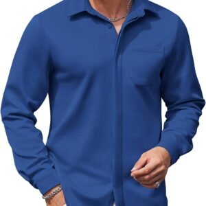 Men's Long Sleeve Wrinkle Free Shirts Casual Button Down Shirts Untucked Dress Shirt