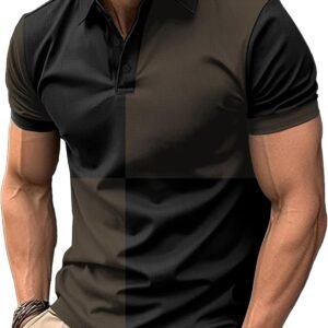 Men's Polo Shirts Short Sleeve 2025 Casual Polo T Shirt Color Block Slim Fit Summer Collared Golf Shirts
