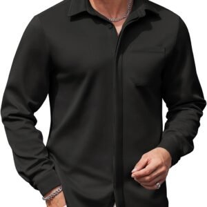 Men's Long Sleeve Wrinkle Free Shirts Casual Button Down Shirts Untucked Dress Shirt