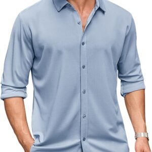 Men's Long Sleeve Dress Shirt Casual Button Down Shirts Wrinkle Free Untucked Shirt