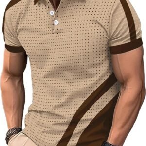 Men's Polo Shirts Short Sleeve 2025 Casual Polo T Shirt Color Block Slim Fit Summer Collared Golf Shirts