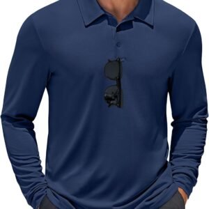 Men's Long Sleeve Polo Shirts Quick Dry Moisture Wicking Lightweight Golf Shirts Casual Collared Shirt