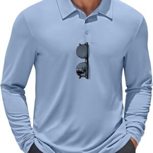 Men's Long Sleeve Polo Shirts Quick Dry Moisture Wicking Lightweight Golf Shirts Casual Collared Shirt