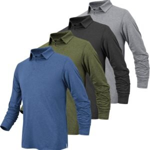 Long Sleeve Polo Shirts for Men Moisture Wicking Mens Long Sleeve Polo Shirts Quick Dry Golf Polos for Men